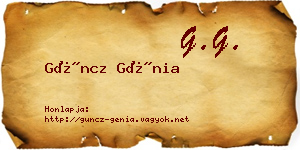 Güncz Génia névjegykártya